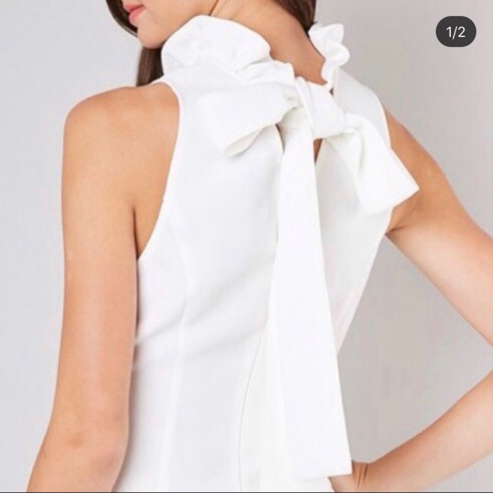Ruffled Collared White Dress